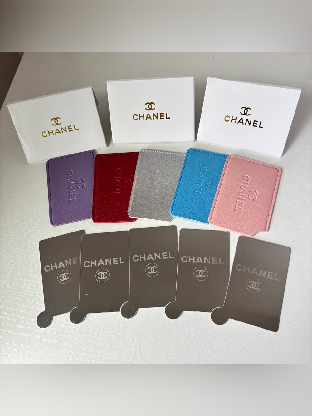 CHANEL GWP Card holder / Mirror with logo Pick your color 💜❤️🩶💙🩷 NIB